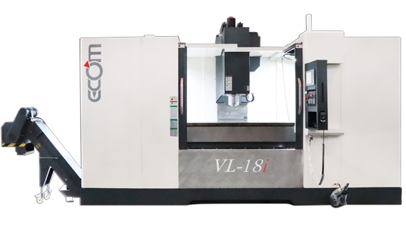 立式加工中心机 VL-18i－Y轴采55mm 四滚柱线轨设计，并搭配Y方向双螺旋排屑，提高排屑效率。