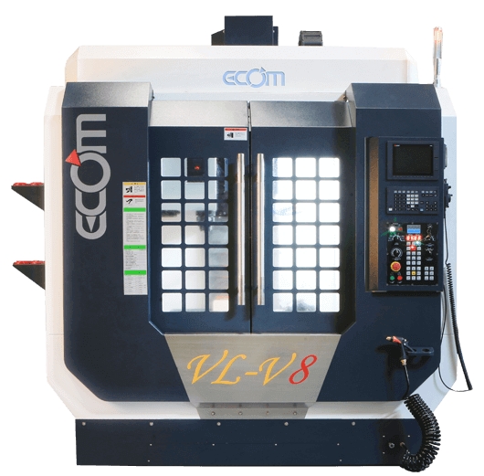 立式加工中心机 VL-V8－X / Y / Z轴行程为800 / 500 / 500 mm，X / Y / Z轴快移速度为36 m/min，X / Y / Z轴切削进给速度为10 m/min。